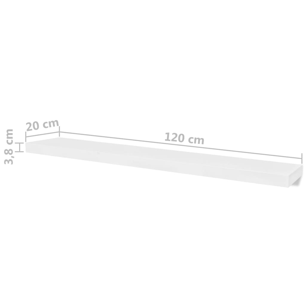 vidaXL Półki ścienne, 4 szt., białe, 120 cm