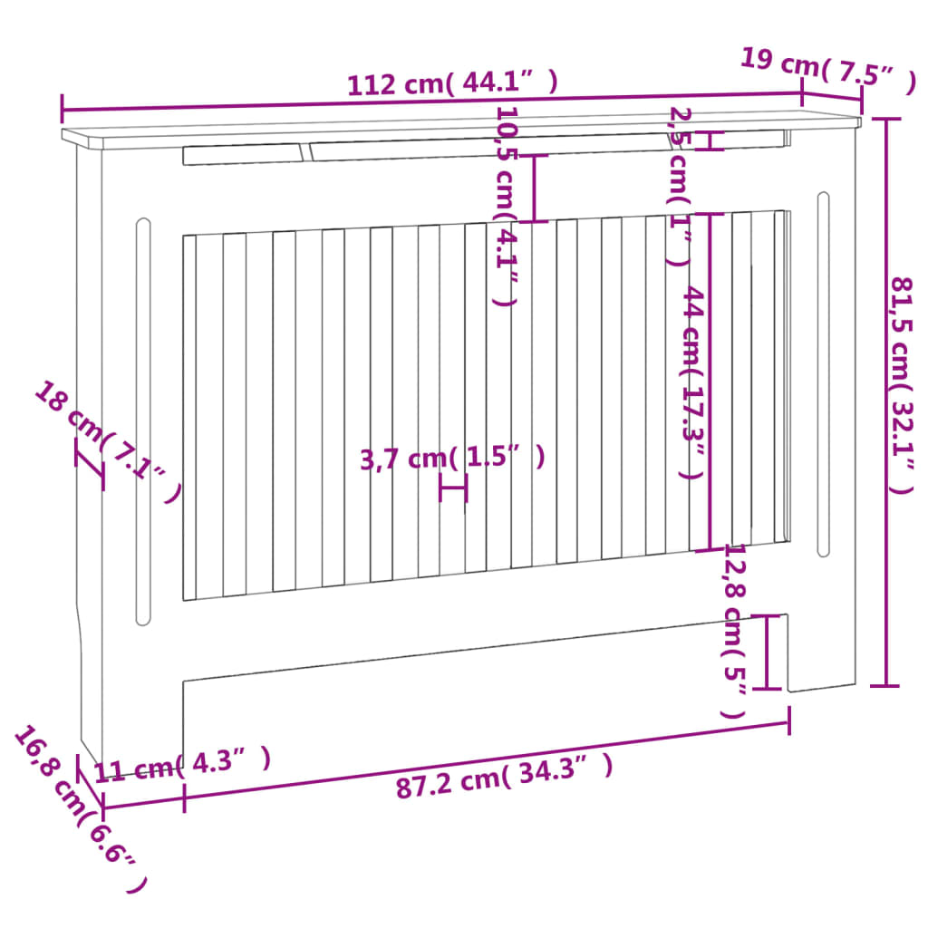 vidaXL Osłony na kaloryfer, 2 szt., białe, materiał drewnopochodny, 112 cm