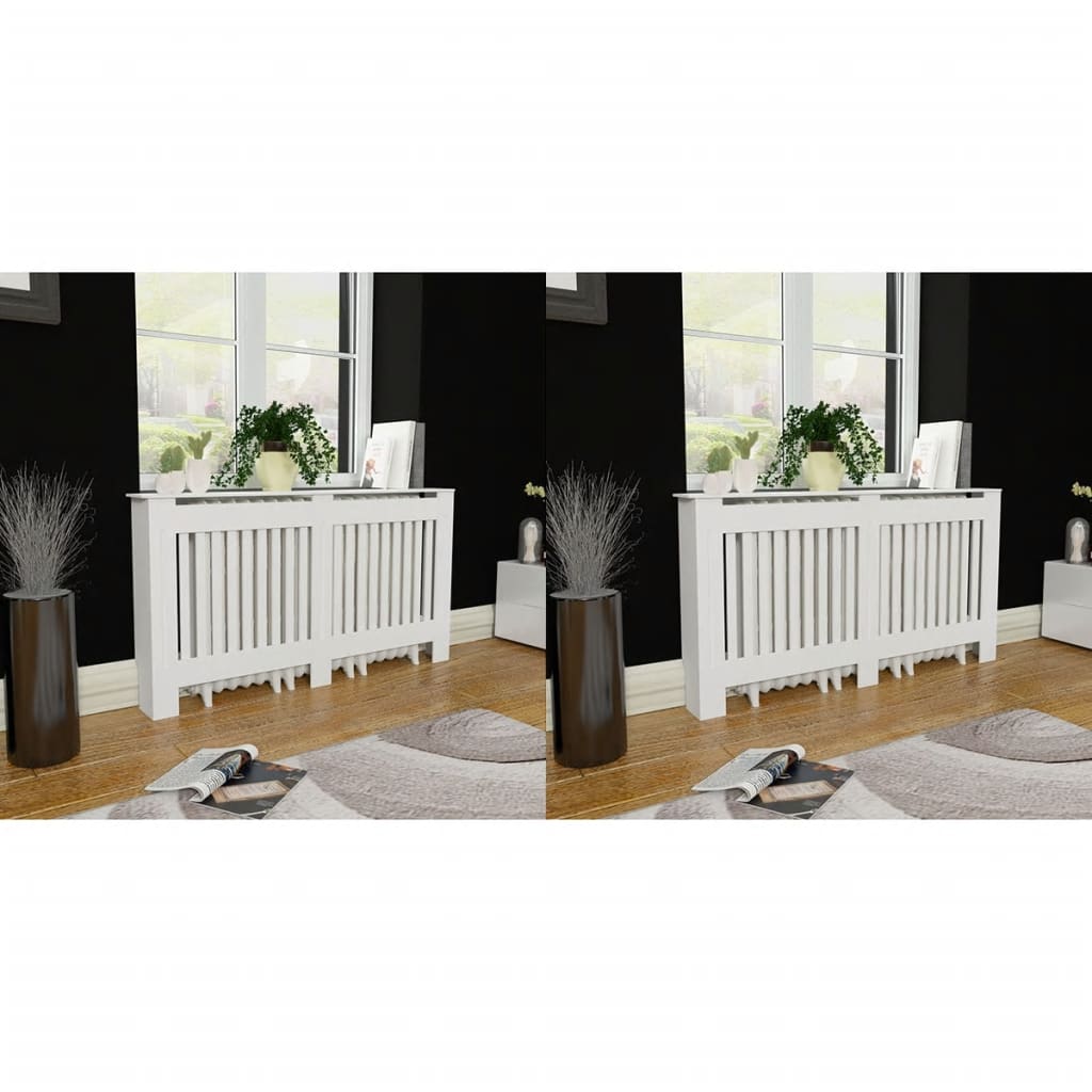 vidaXL Osłony na kaloryfer, 2 szt., białe, materiał drewnopochodny, 152 cm