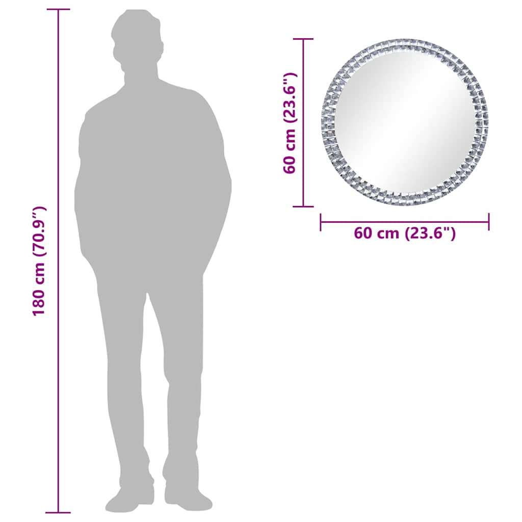vidaXL Lustro ścienne, 60 cm, szkło hartowane