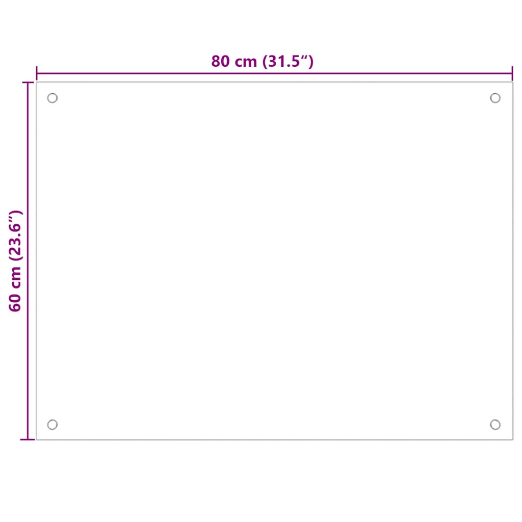 vidaXL Panel ochronny do kuchni, mleczny, 80x60 cm, szkło hartowane