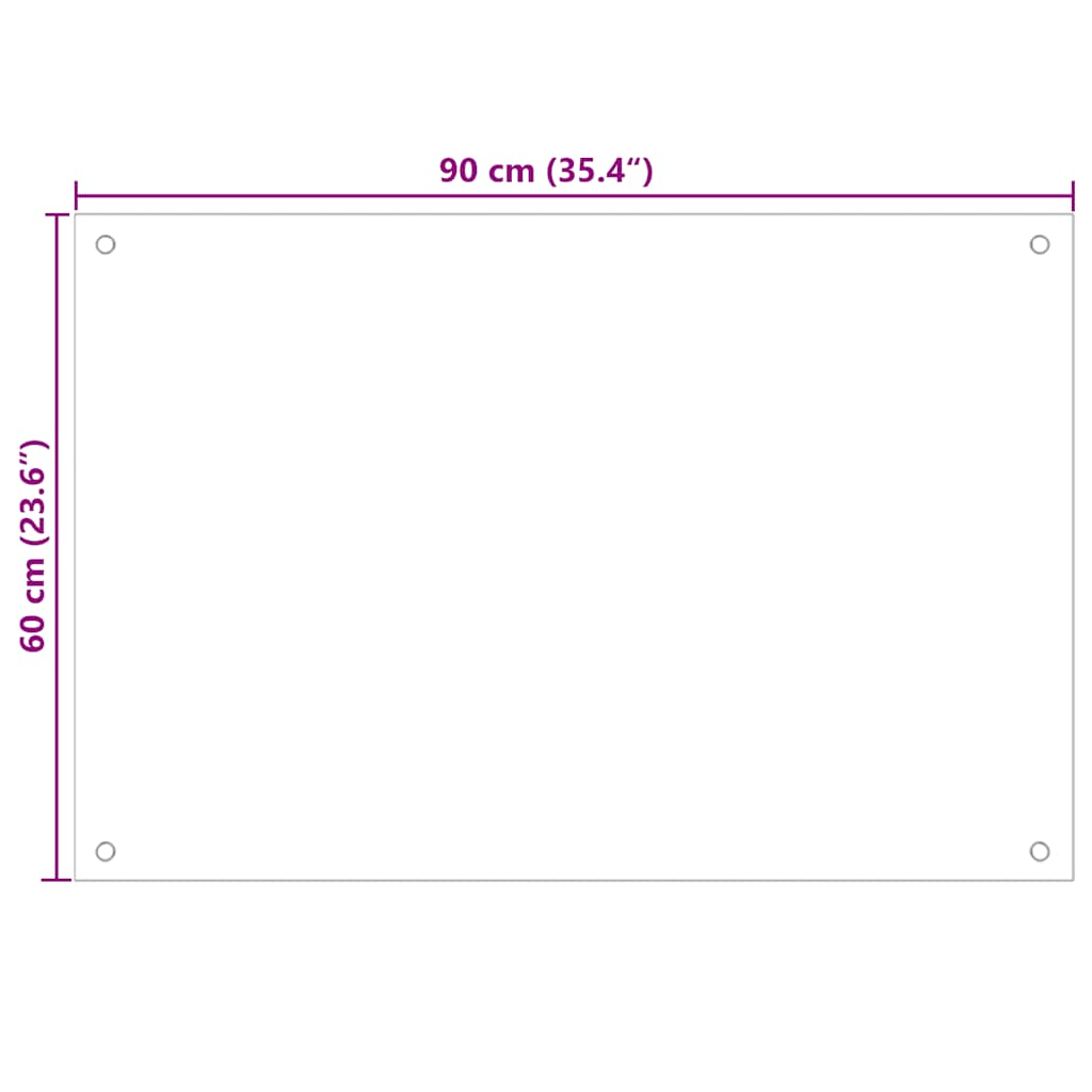 vidaXL Panel ochronny do kuchni, mleczny, 90x60 cm, szkło hartowane