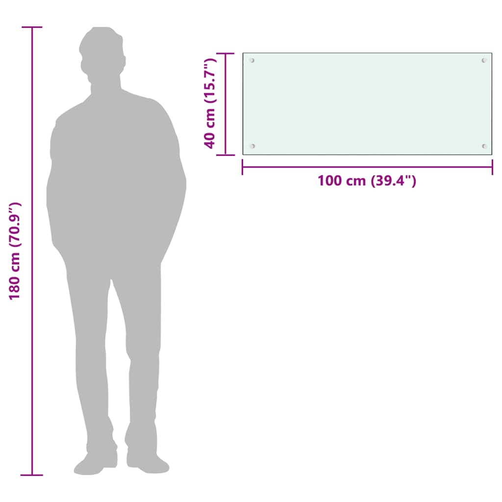 vidaXL Panel ochronny do kuchni, mleczny, 100x40 cm, szkło hartowane