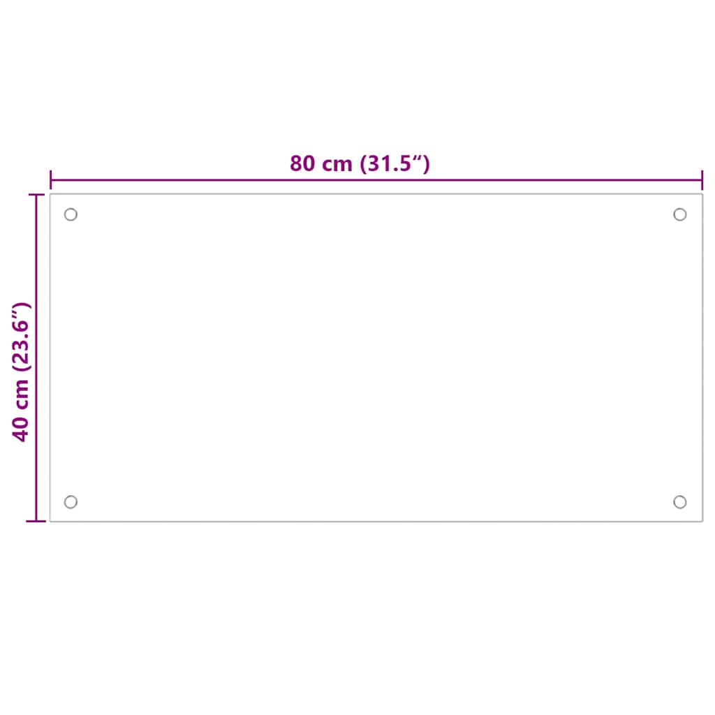 vidaXL Panel ochronny do kuchni, przezroczysty, 80x40 cm, szkło