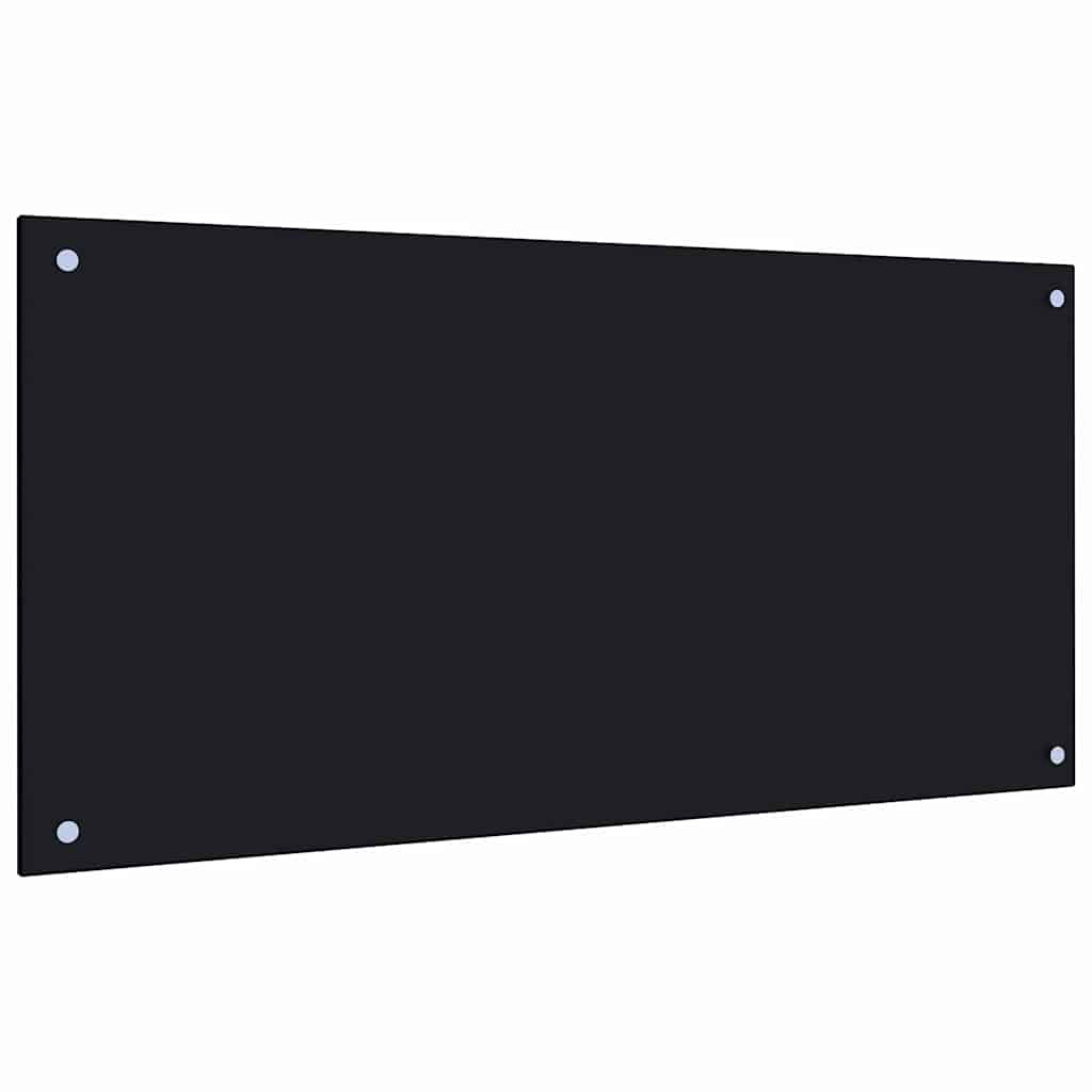 vidaXL Panel ochronny do kuchni, czarny, 100x50 cm, szkło hartowane