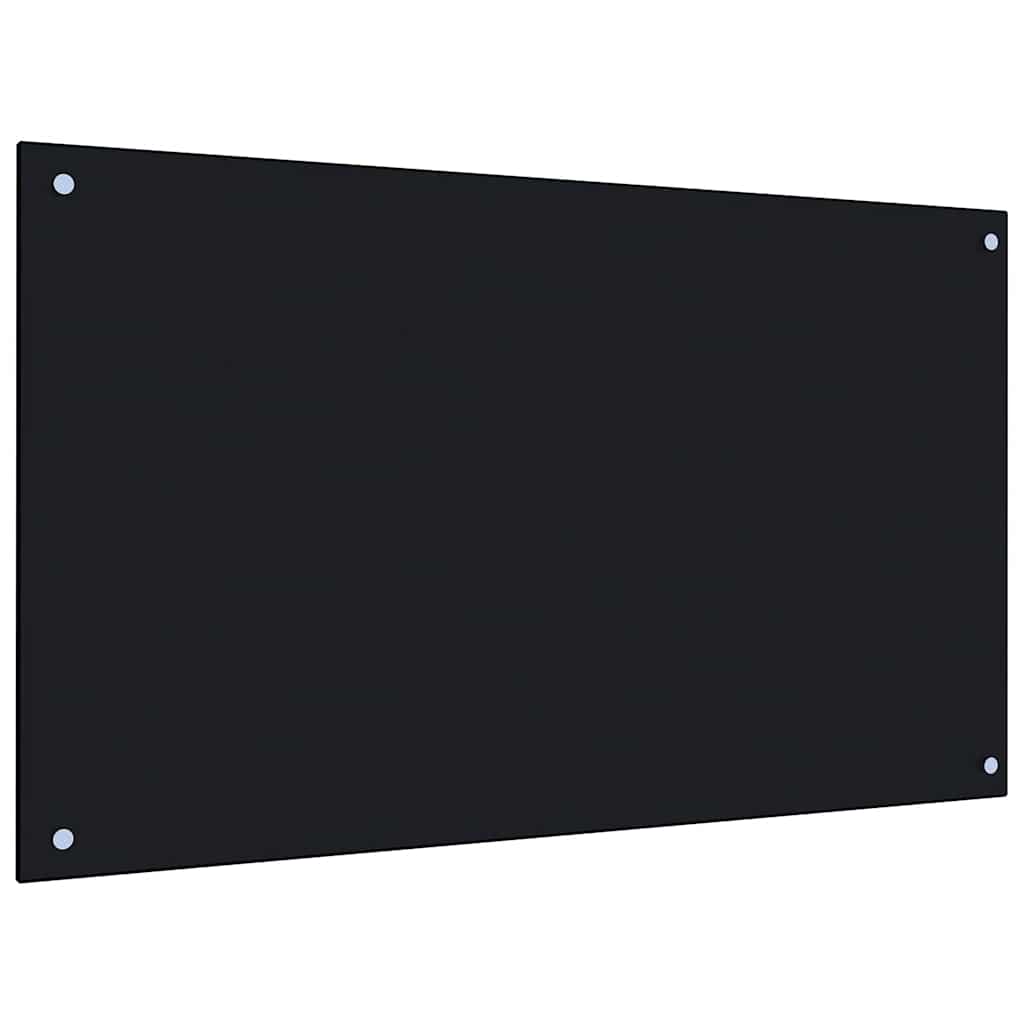 vidaXL Panel ochronny do kuchni, czarny, 100x60 cm, szkło hartowane