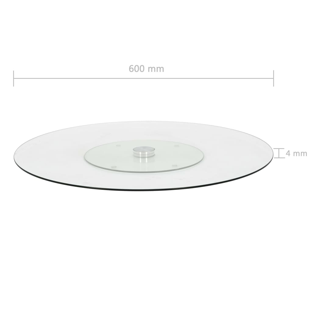 vidaXL Obrotowa taca, przezroczysta, 60 cm, hartowane szkło