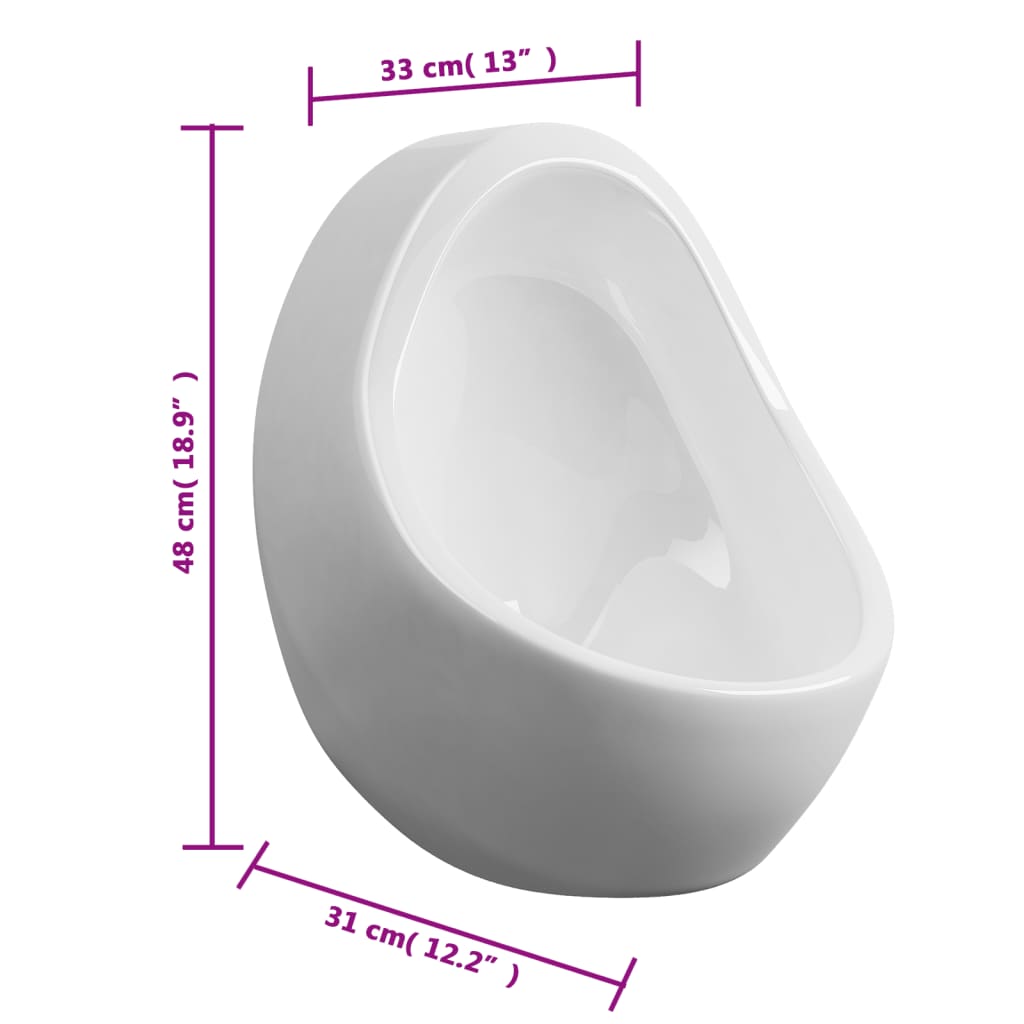 vidaXL Pisuar wiszący z zaworem spłukującym, ceramiczny, biały