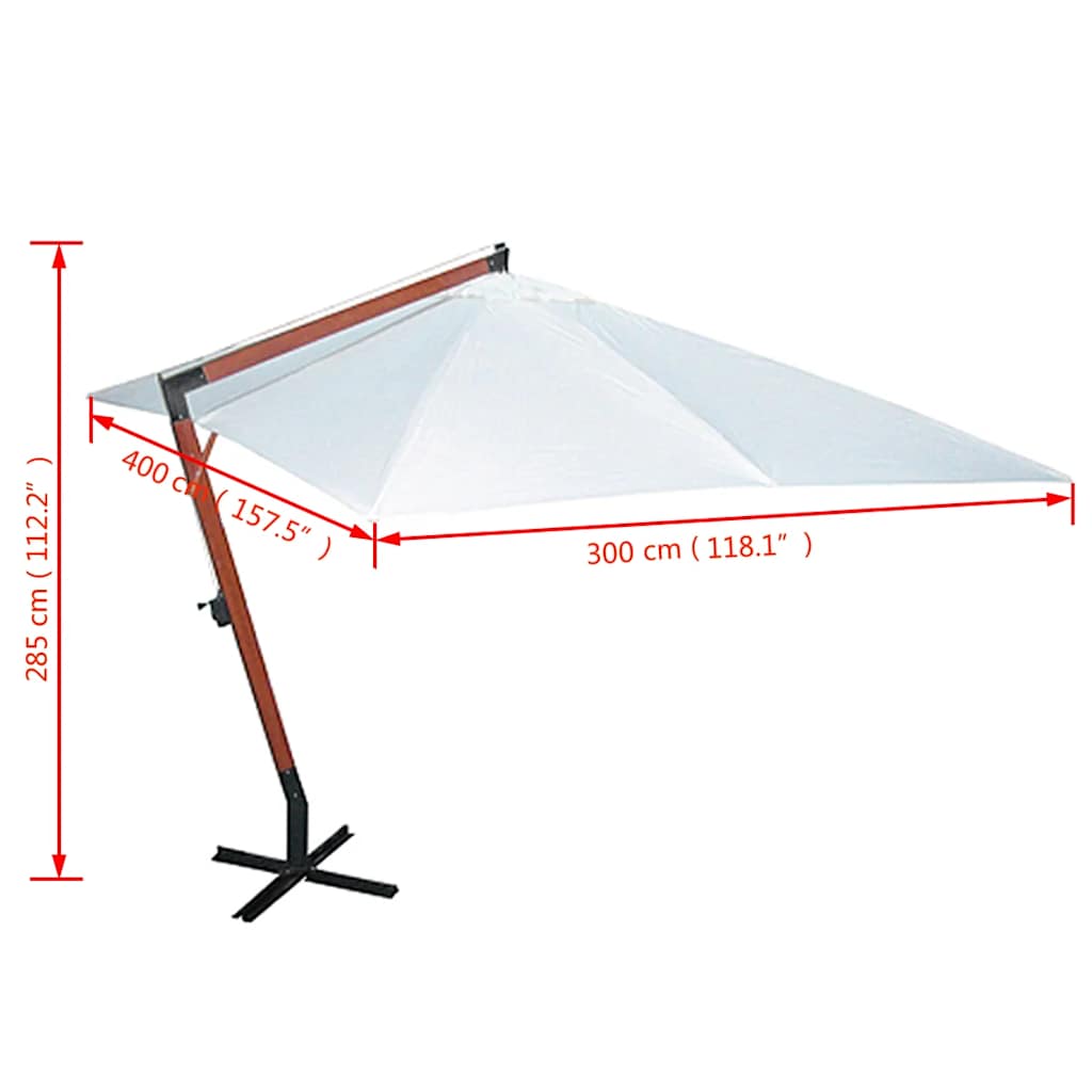 vidaXL Parasol 300 x 400 cm, biały