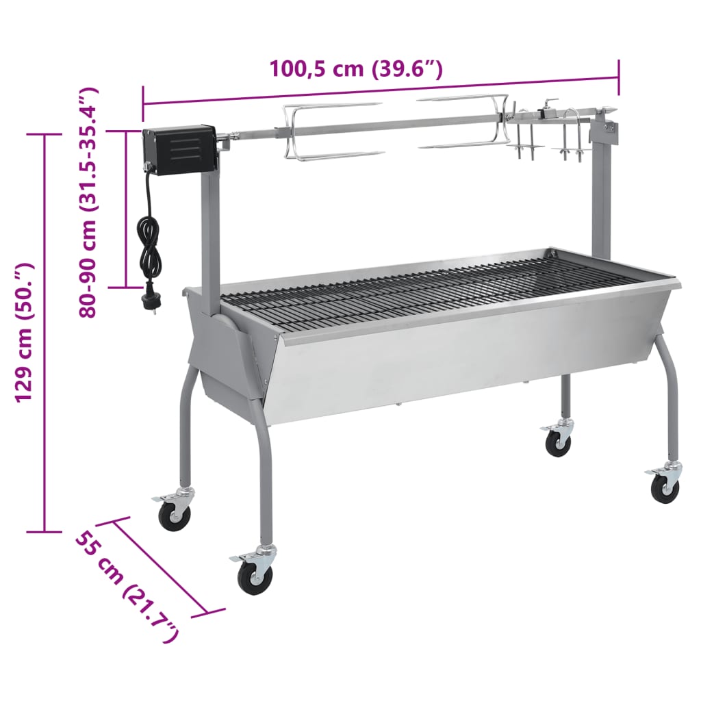 Grill do pieczenia z rożnem i silnikiem elektrycznym