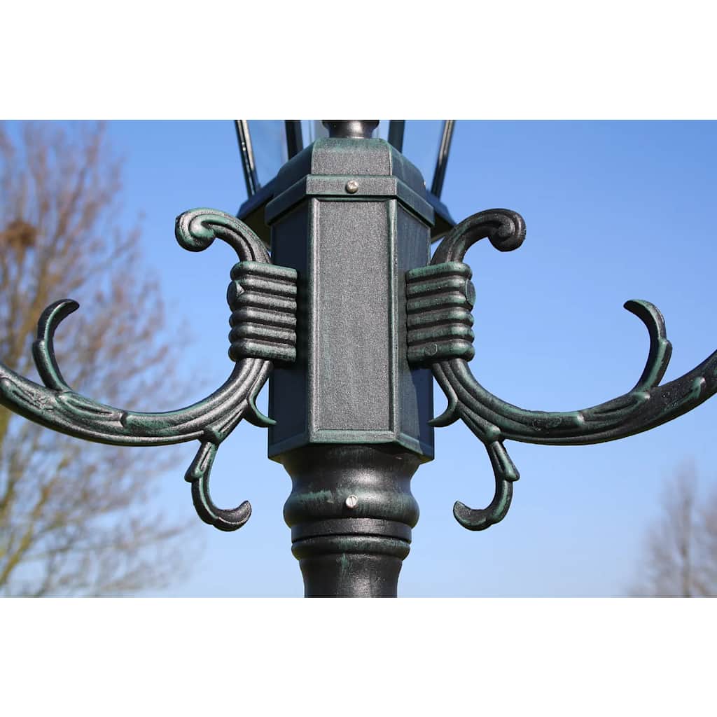 vidaXL Stojąca lampa ogrodowa 3-ramienna, 230 cm, ciemnozielona/czarna