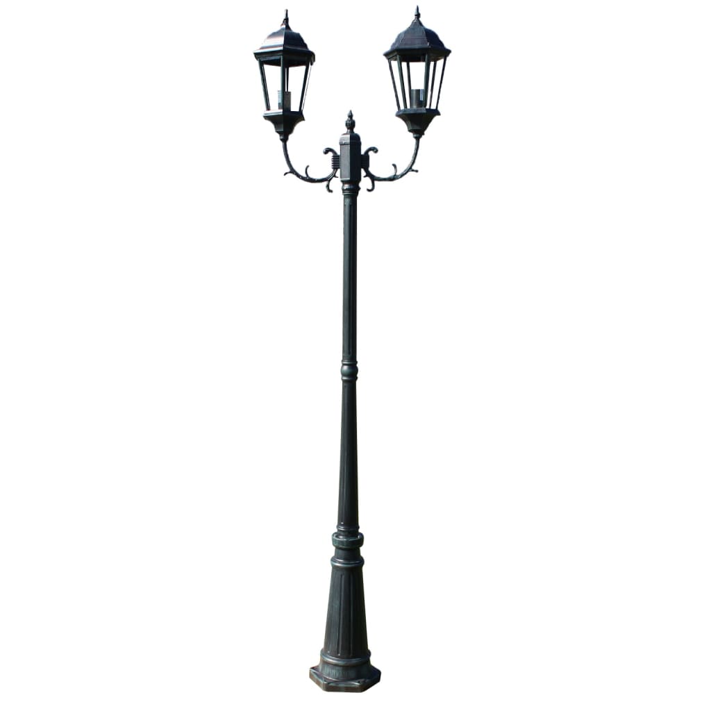 vidaXL Stojąca lampa ogrodowa 2-ramienna, 230 cm, ciemnozielona/czarna