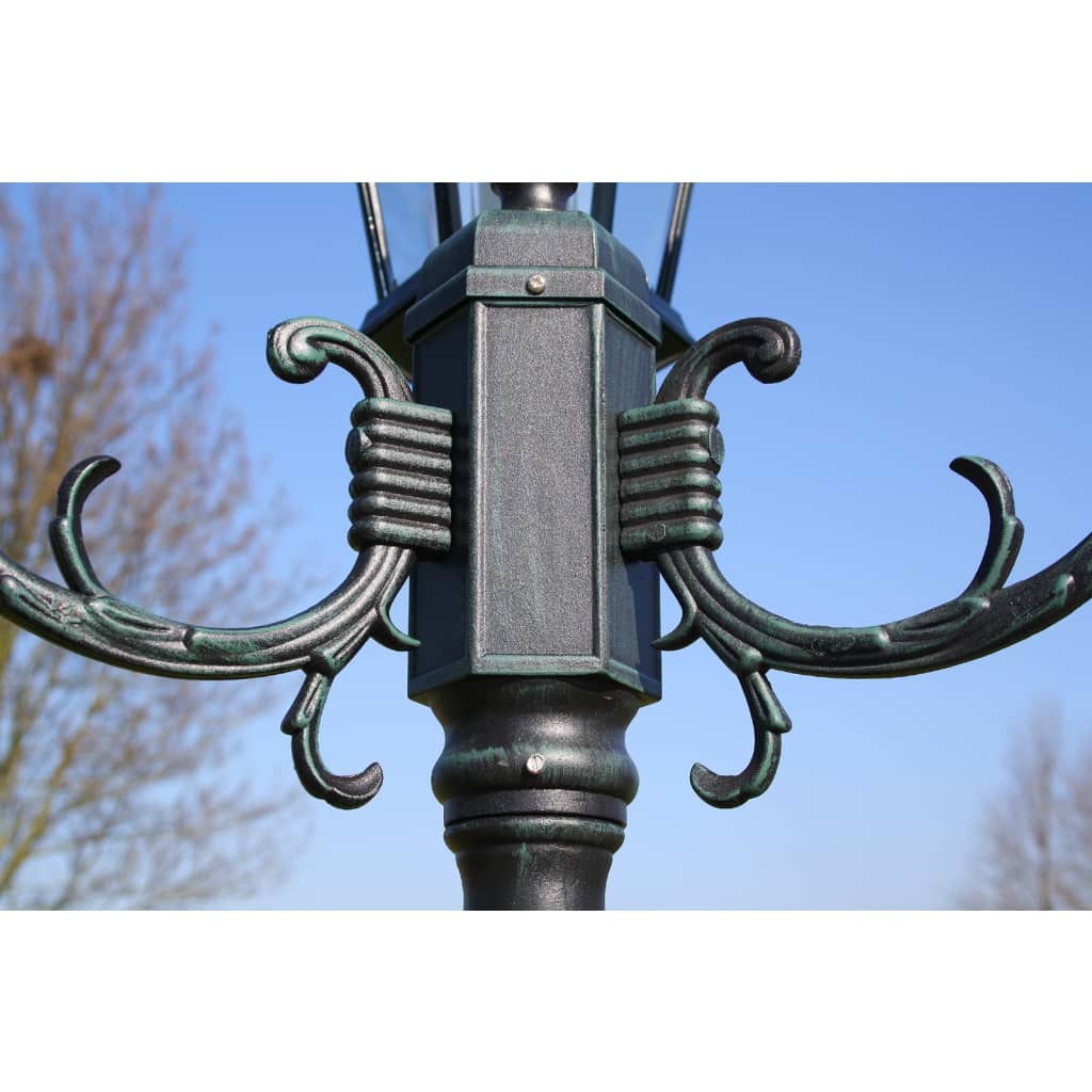 vidaXL Stojąca lampa ogrodowa 2-ramienna, 230 cm, ciemnozielona/czarna