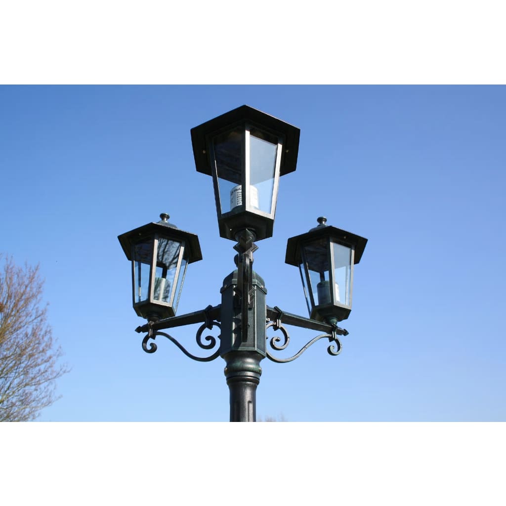 vidaXL Stojąca lampa ogrodowa 3-ramienna, 215 cm, ciemnozielona/czarna