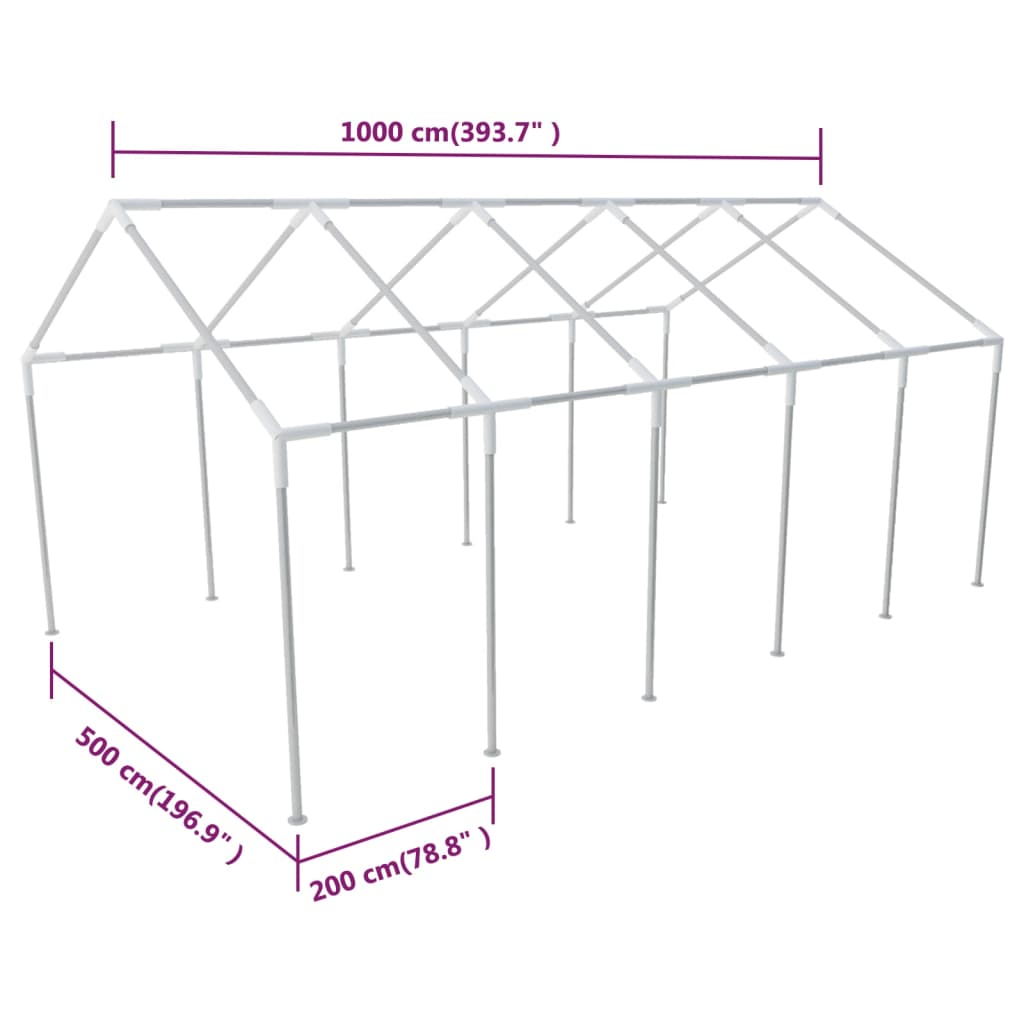 vidaXL Stalowy stelaż do namiotu imprezowego, 10 x 5 m