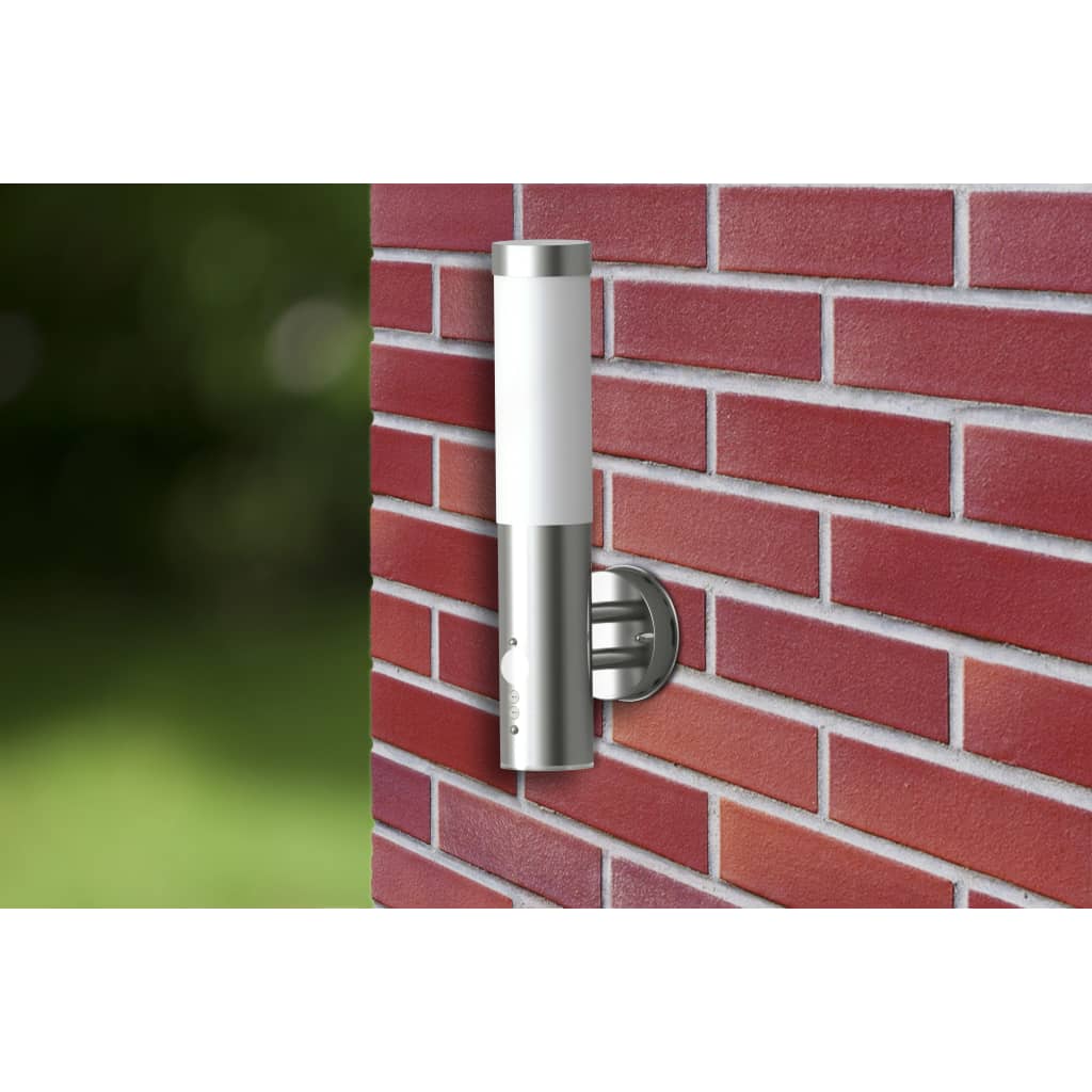 vidaXL Zewnętrzna lampa naścienna z detektorem ruchu, stal nierdzewna