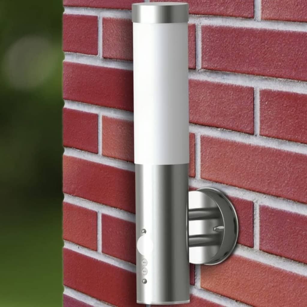vidaXL Zewnętrzna lampa naścienna z detektorem ruchu, stal nierdzewna
