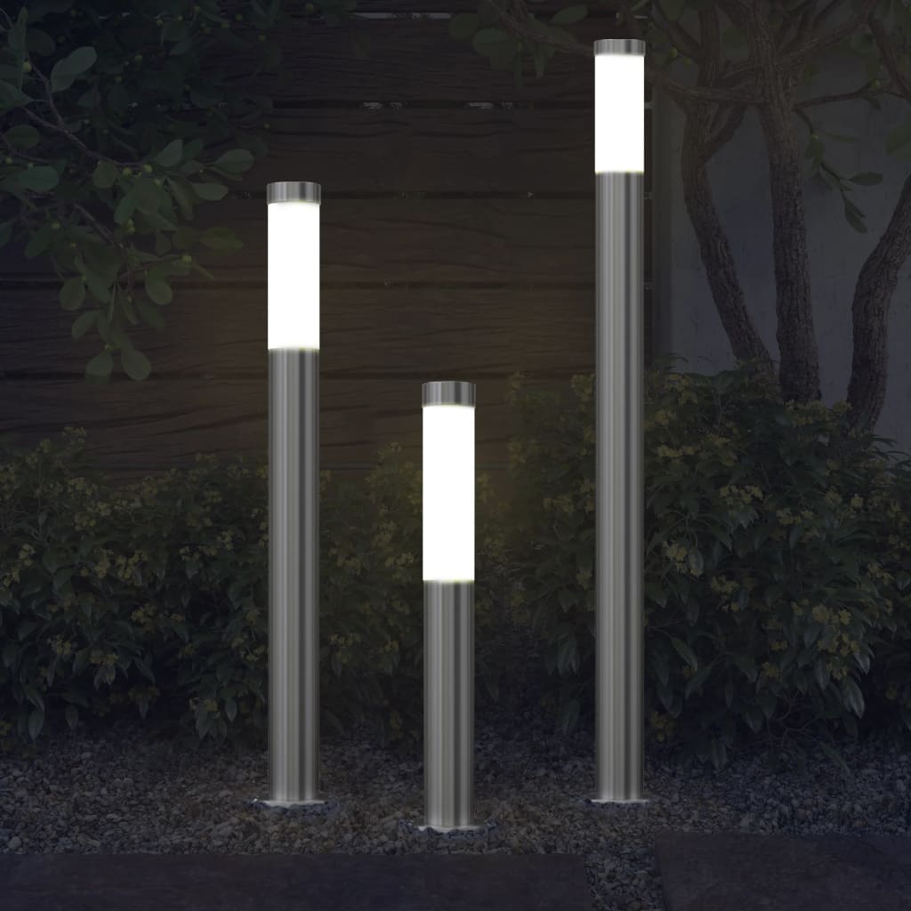 vidaXL Zestaw lamp ogrodowych, 3-cz., wodoszczelny, stal nierdzewna