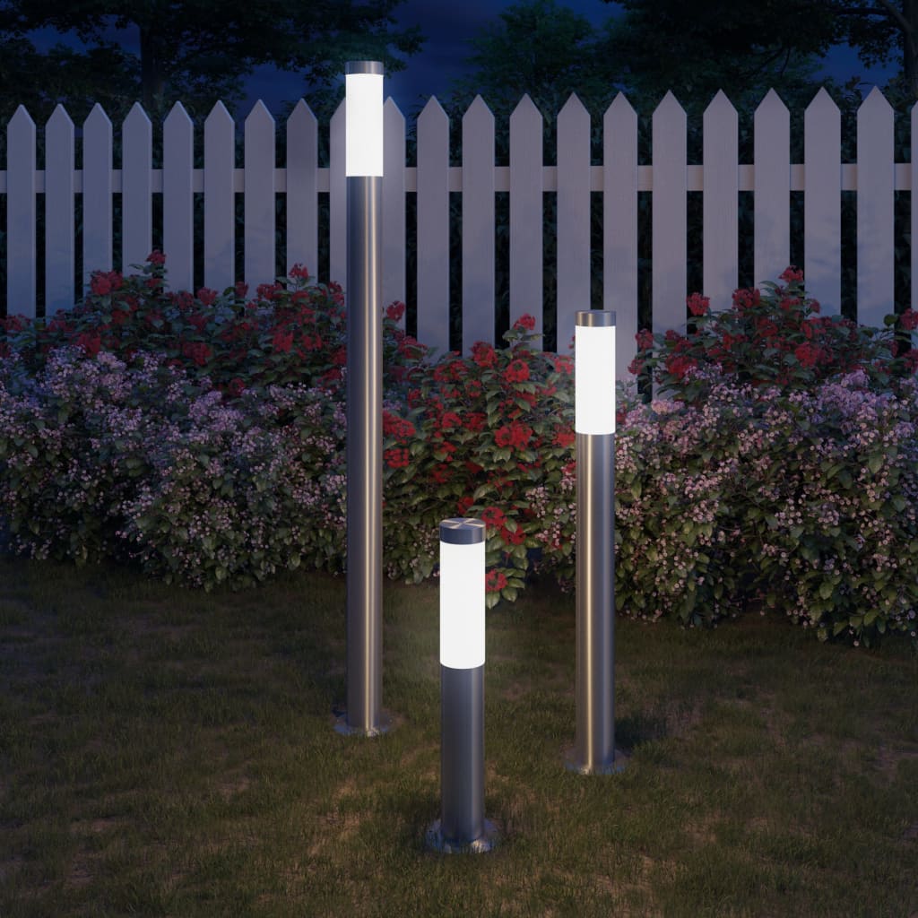 vidaXL Zestaw lamp ogrodowych, 3-cz., wodoszczelny, stal nierdzewna