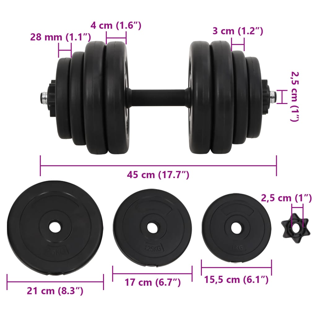 vidaXL Hantel 15 kg