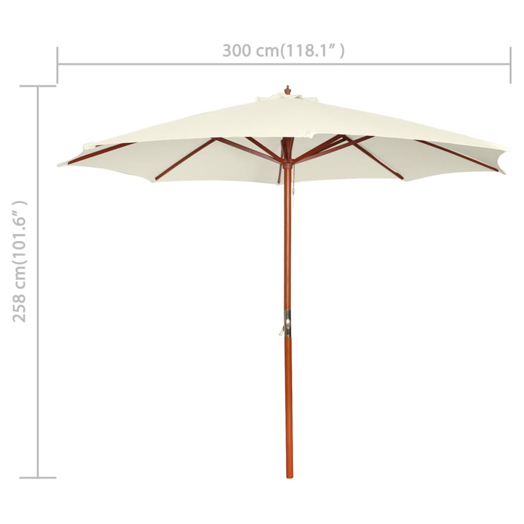 vidaXL Parasol 300 x 258 cm, piaskowa biel