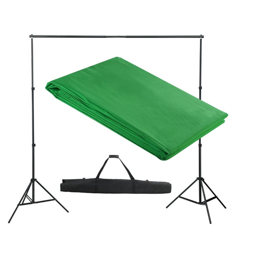 vidaXL System zawieszenia tła z zielonym tłem 300 x 300 cm