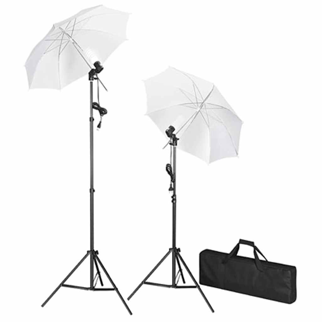 vidaXL Zestaw do studia fotograficznego: czarne tło 6 x 3 cm i światła