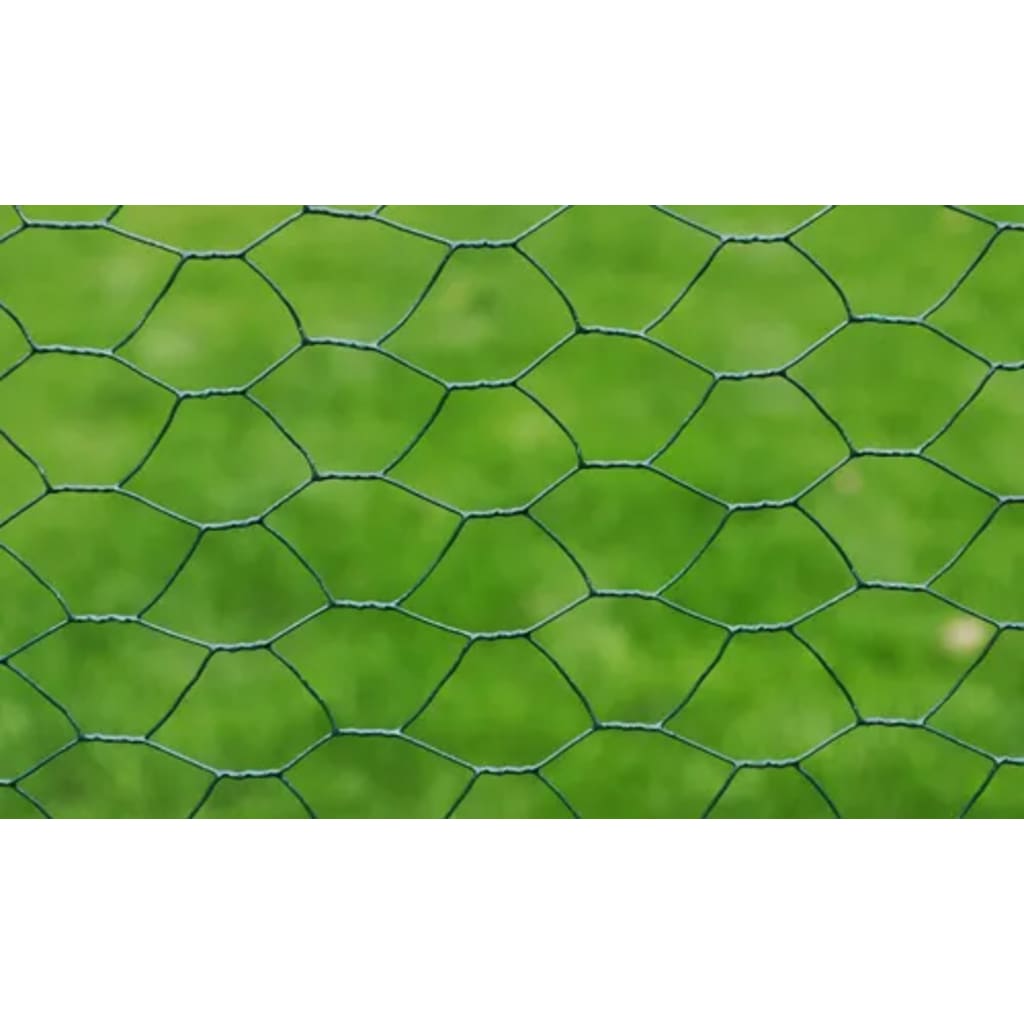 vidaXL Siatka ogrodzeniowa, stal, 1x25 m, ciemnozielona