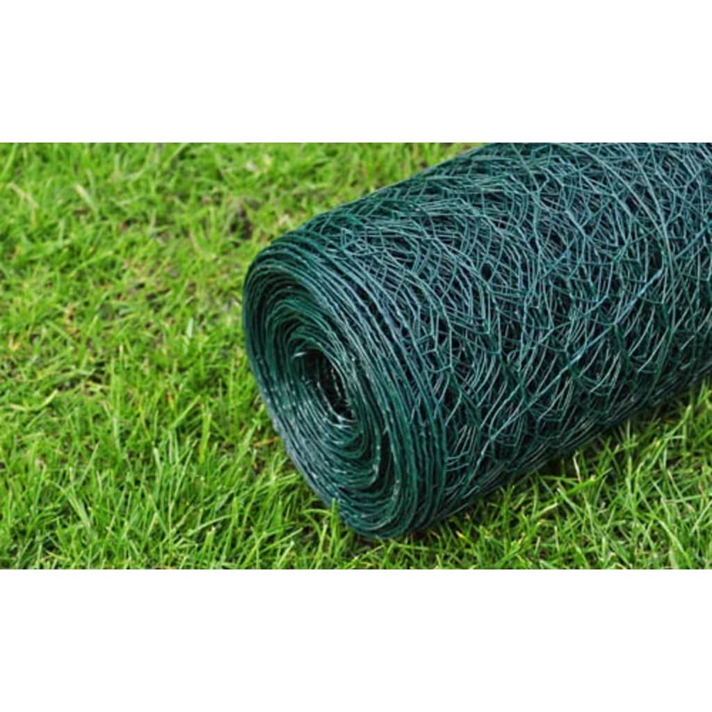vidaXL Siatka ogrodzeniowa, stal, 1x25 m, ciemnozielona