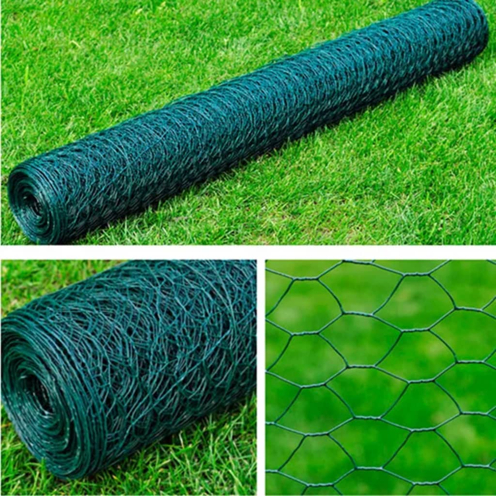 vidaXL Siatka ogrodzeniowa, stal, 1x25 m, ciemnozielona