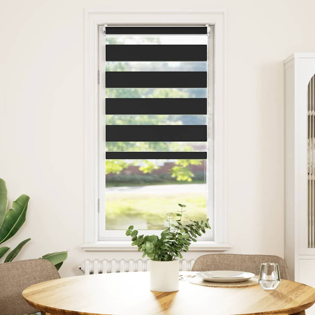 vidaXL Roleta Zebra 80,9x150 cm Szerokość materiału 76,7 cm czarna