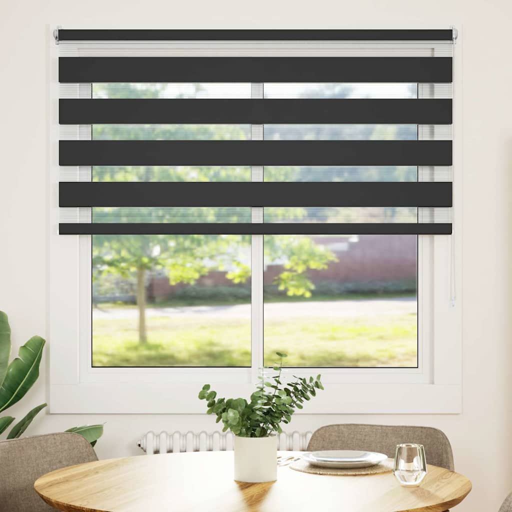 vidaXL Roleta Zebra 140,9x175 cm Szerokość materiału 136,7 cm czarna