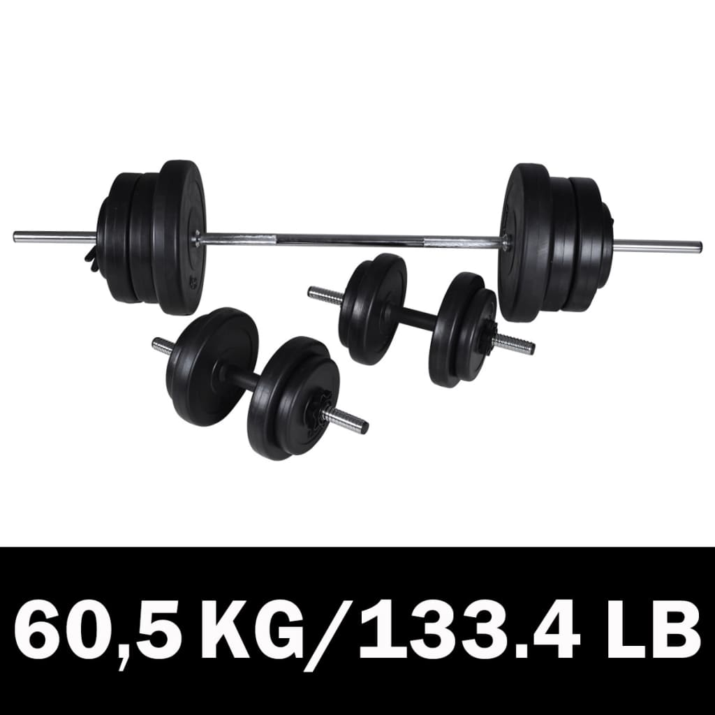 vidaXL Zestaw sztangi i 2 hantli, 60,5 kg