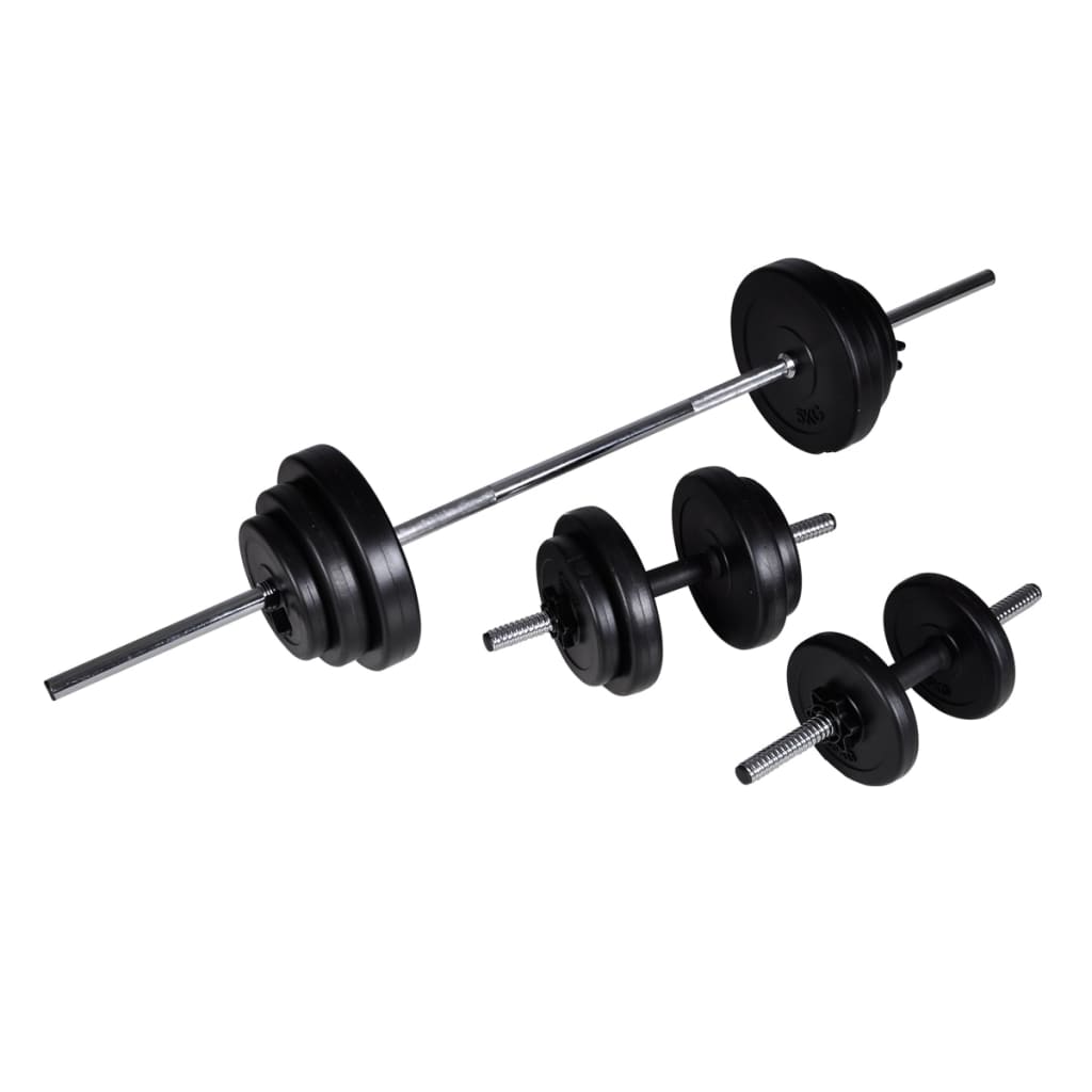 vidaXL Sztanga i dwie hantle, zestaw, 30,5 kg