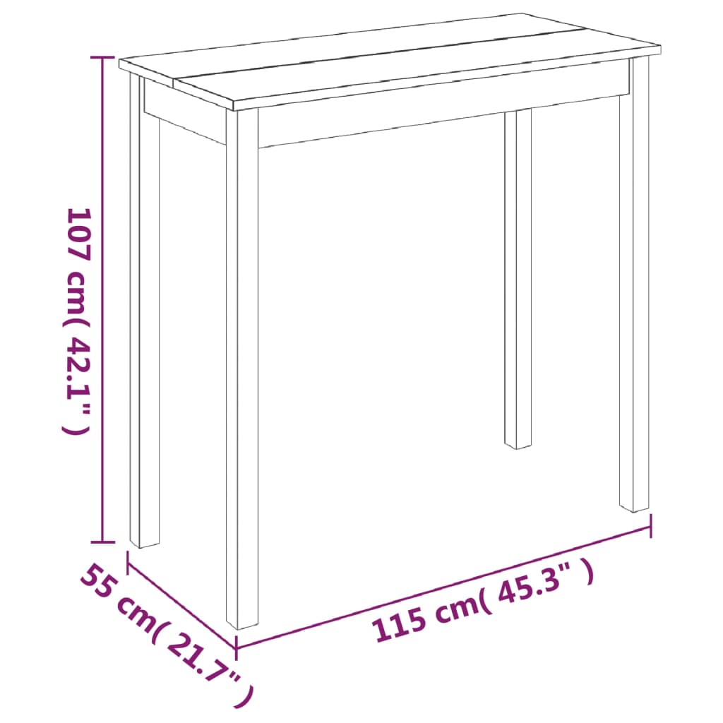 vidaXL Stolik barowy z MDF, czarny, 115 x 55 x 107 cm