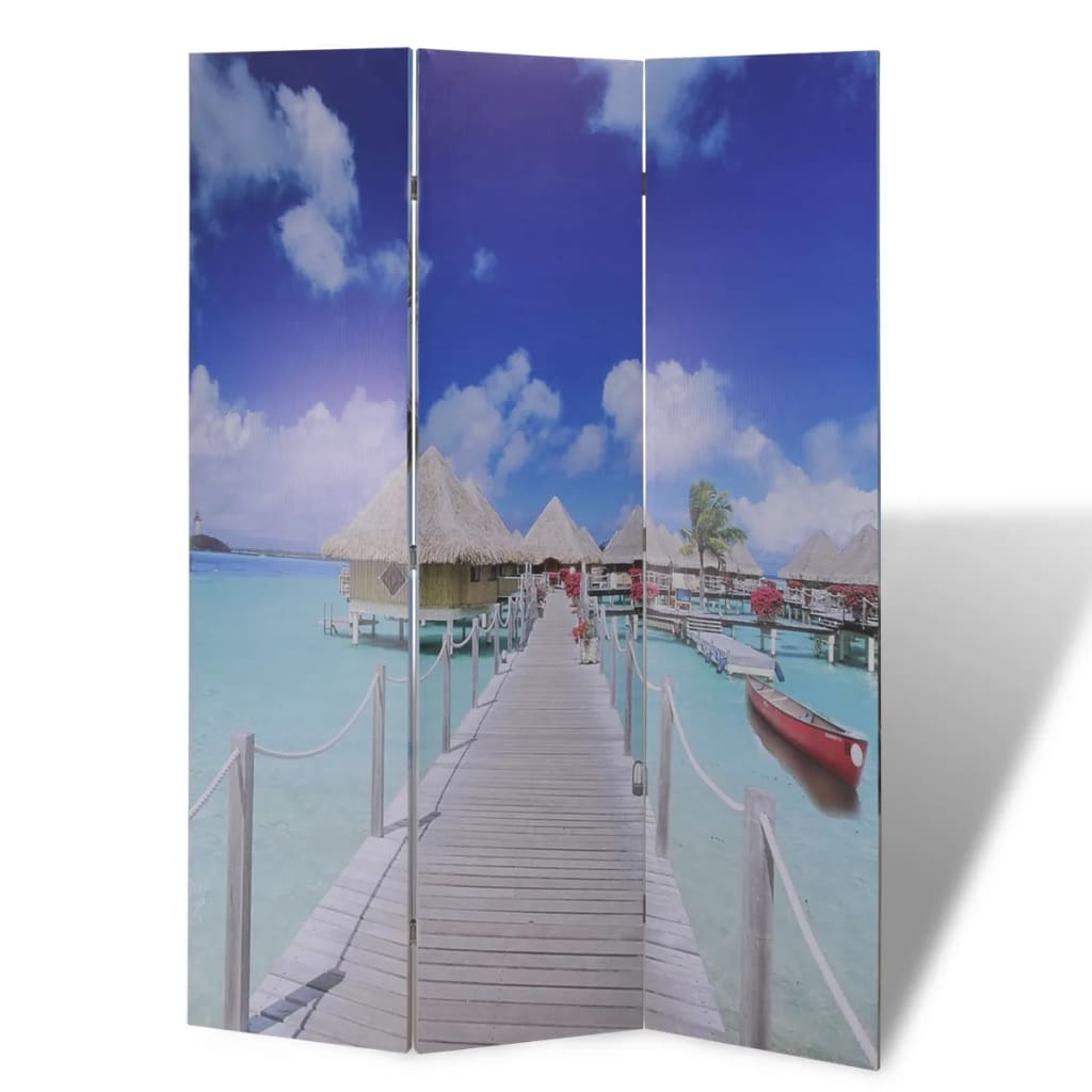 vidaXL Składany parawan, 120x170 cm, motyw plaży