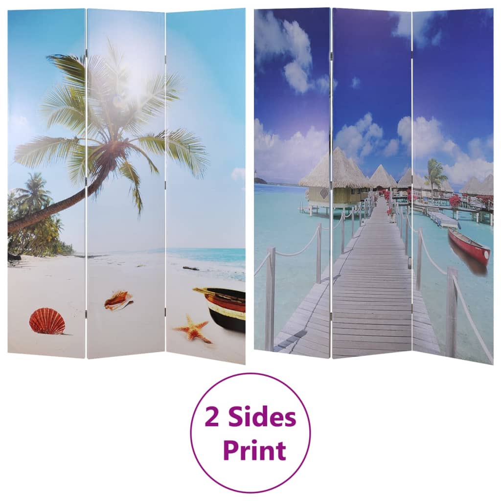 vidaXL Składany parawan, 120x170 cm, motyw plaży