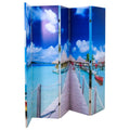 vidaXL Składany parawan, 200x170 cm, motyw plaży