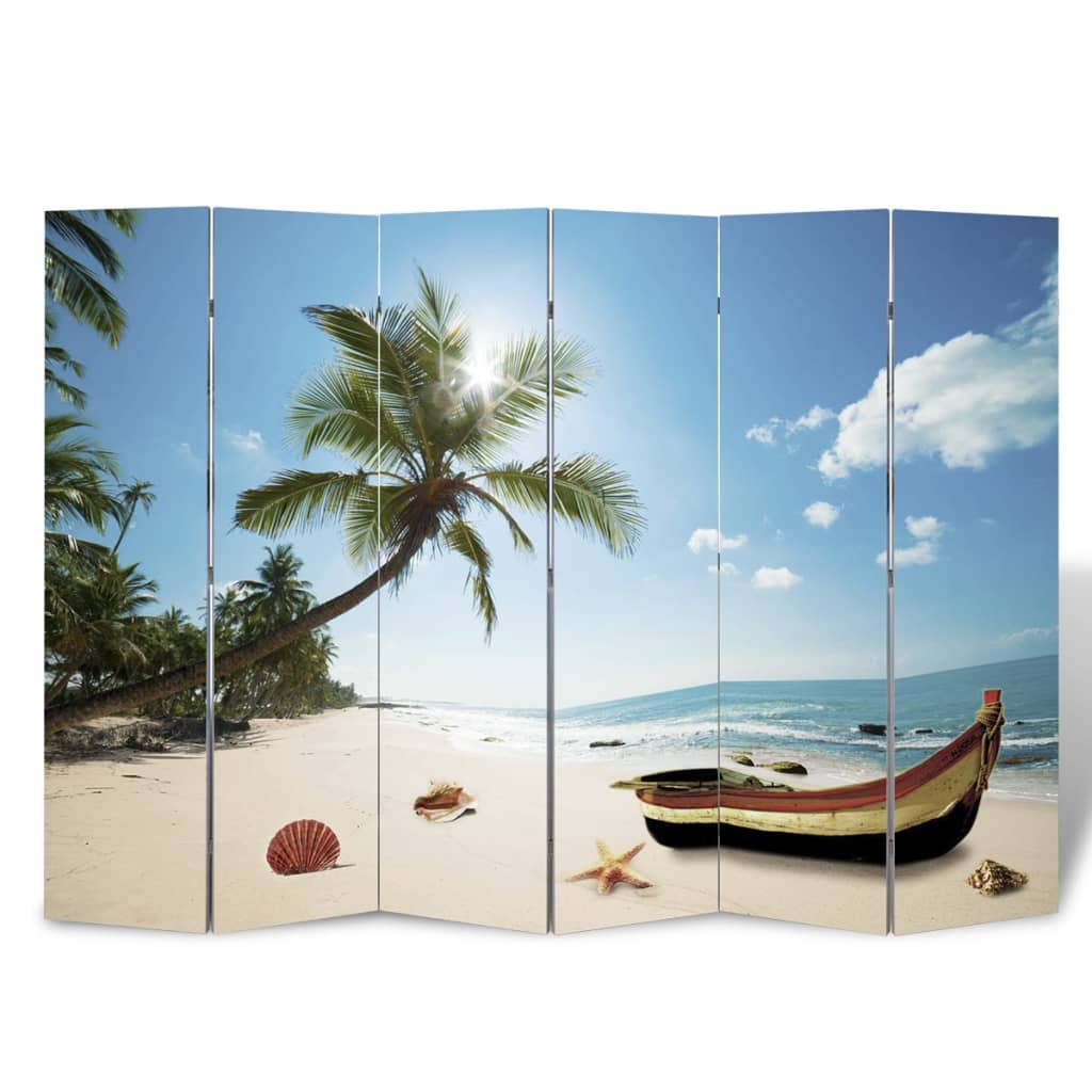 vidaXL Składany parawan, 217x170 cm, motyw plaży