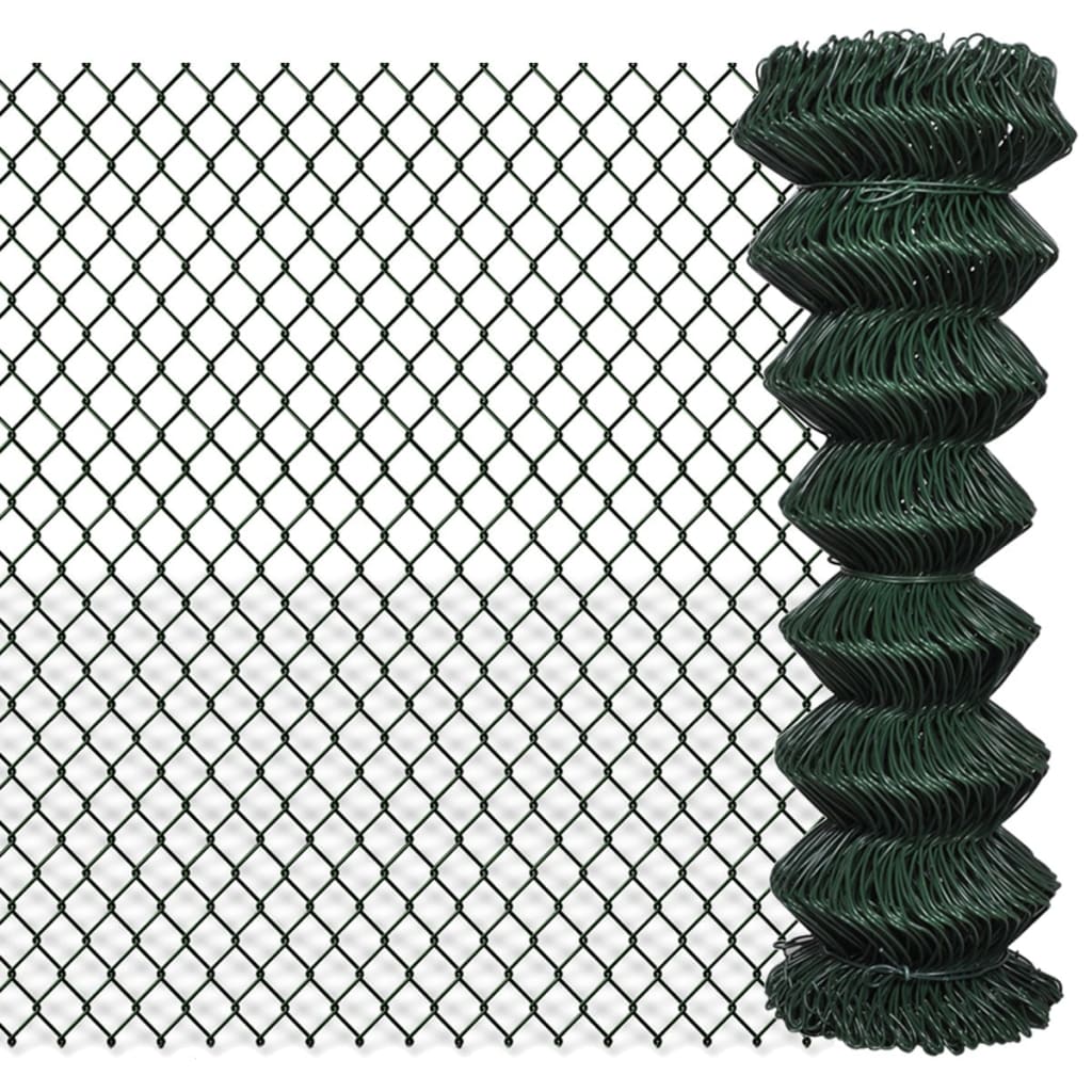 vidaXL Siatka ogrodzeniowa, stal, 1,25x15 m, zielona