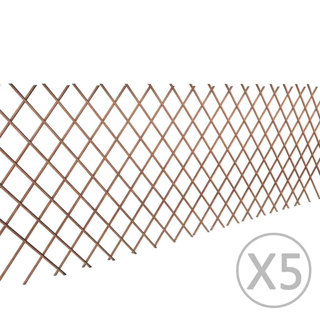 vidaXL Płot kratka z wierzby, 5 szt., 180 x 90 cm