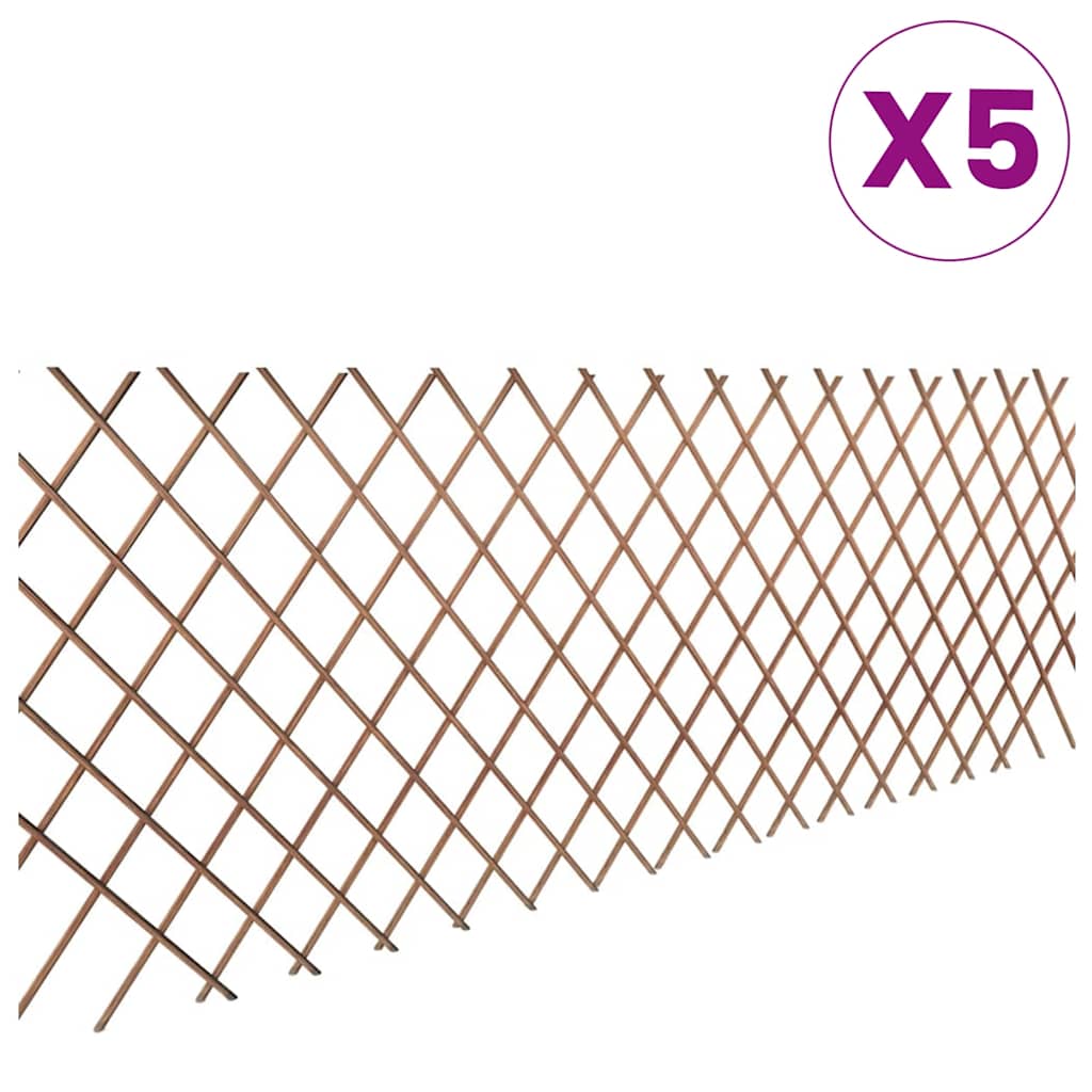 vidaXL Płot kratka z wierzby, 5 szt., 180 x 90 cm