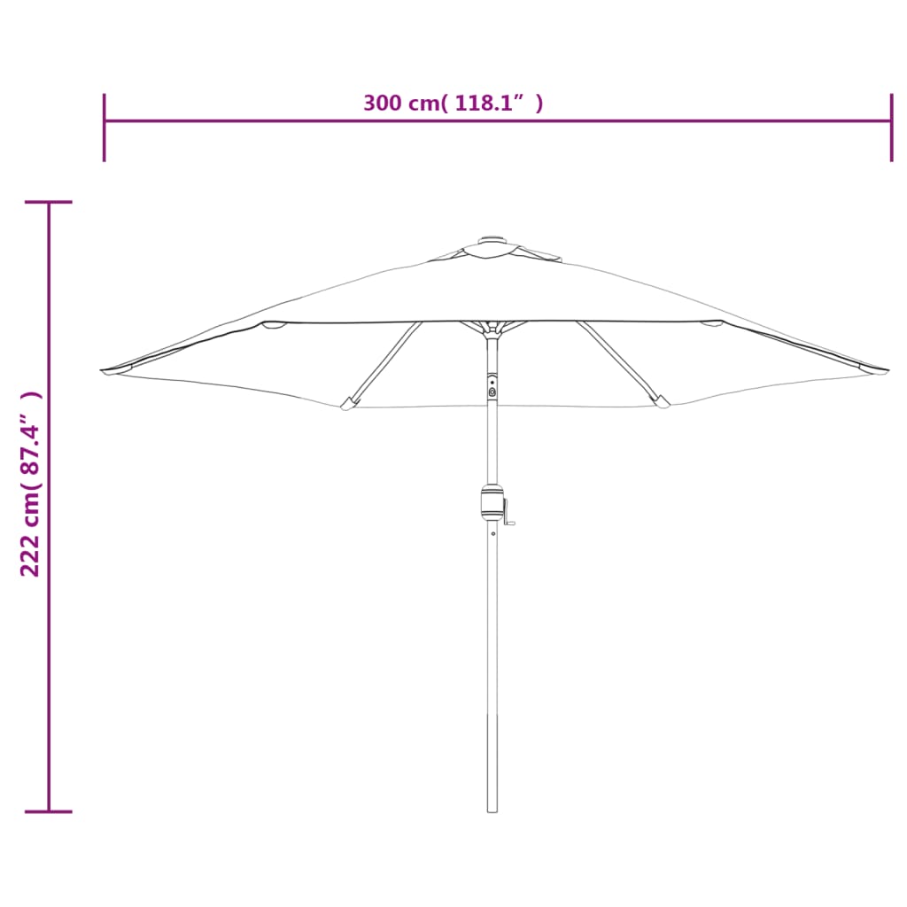 vidaXL Parasol ogrodowy, biały, 3 m