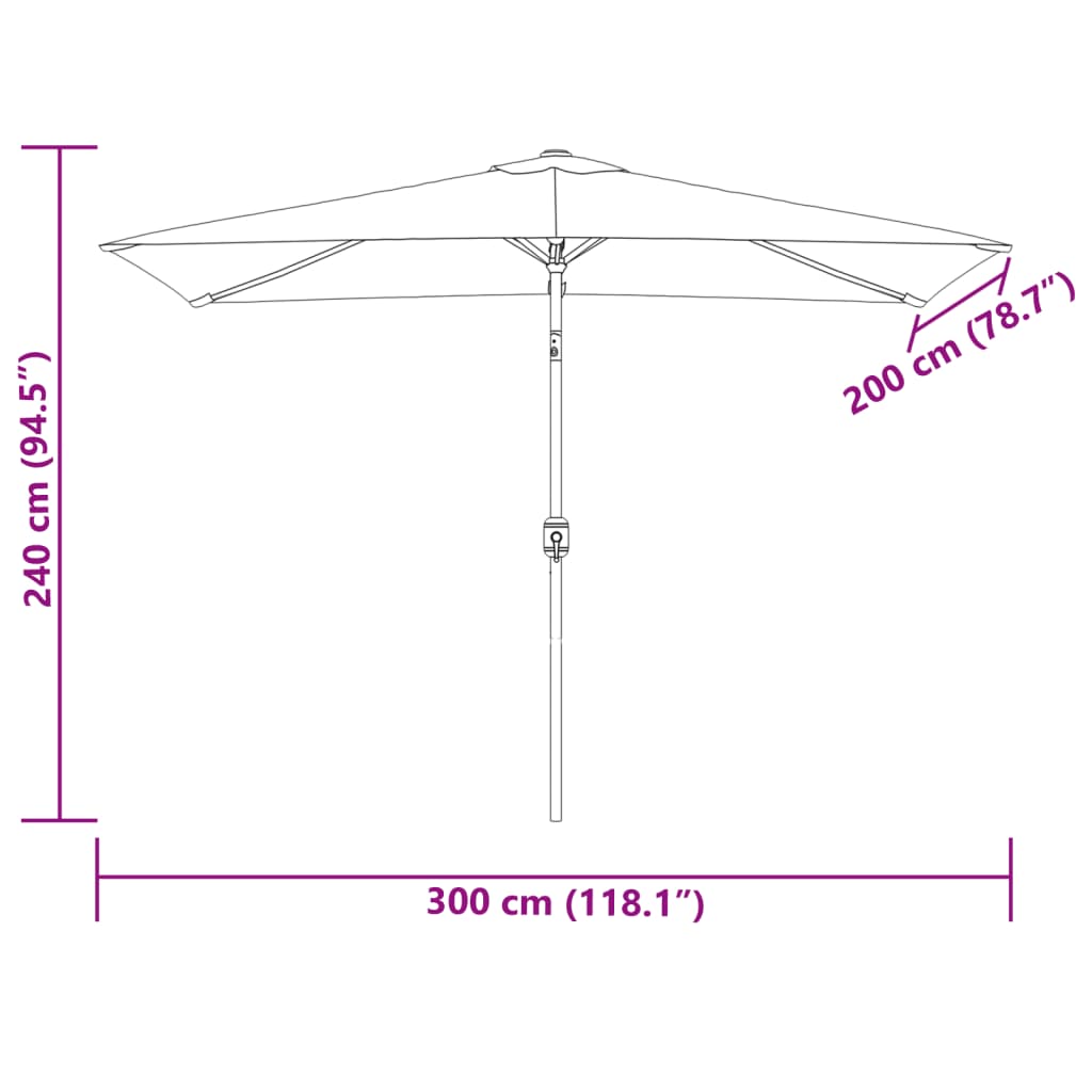 vidaXL Prostokątny parasol ogrodowy, biały, 200x300 cm