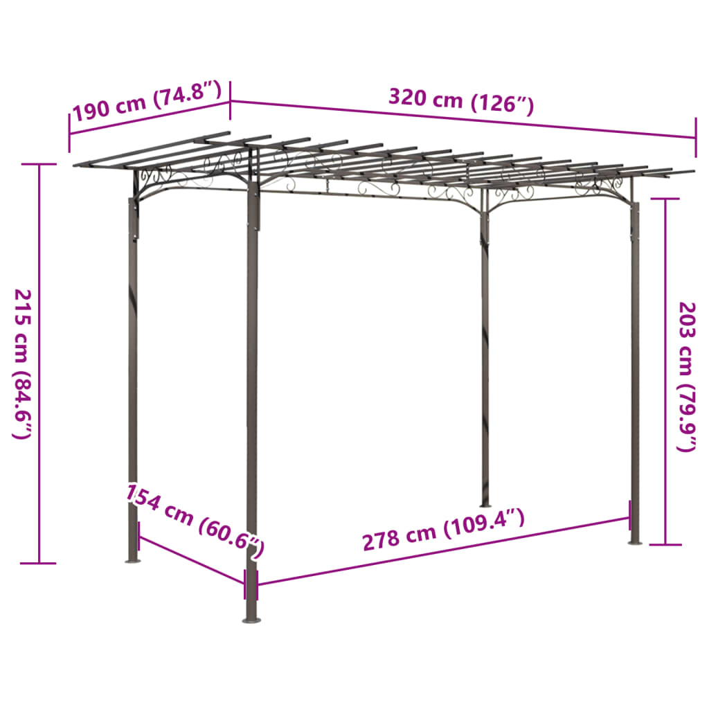 vidaXL Pergola ogrodowa, stalowa