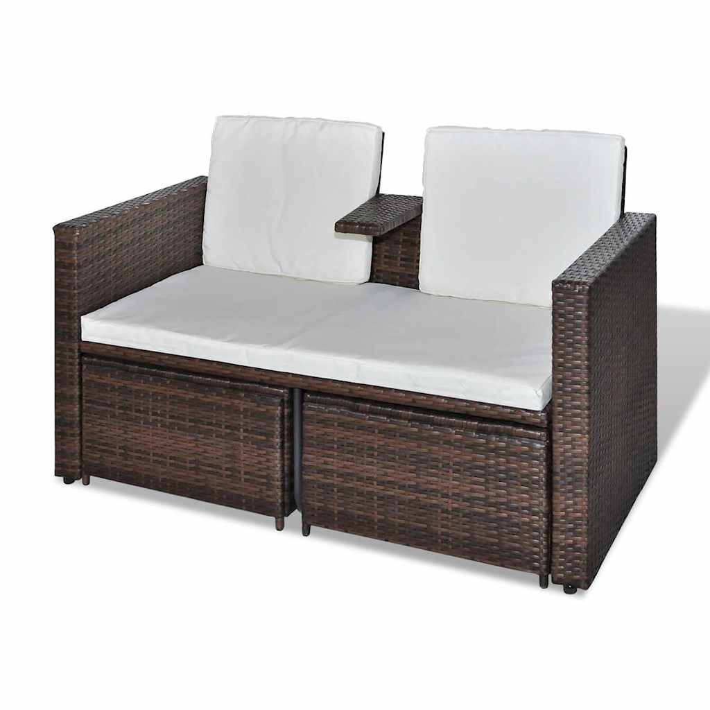 vidaXL 4-cz. zestaw wypoczynkowy do ogrodu, poduszki, rattan PE, brąz