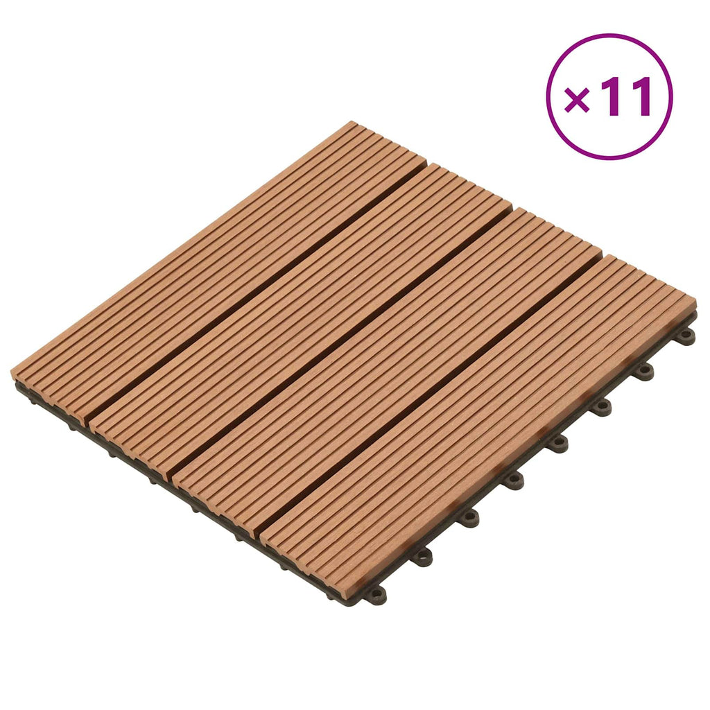 vidaXL Płytka Tarasowa 11 pcs brązowy 30 x 30 cm
