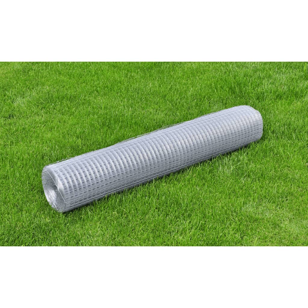 vidaXL Ogrodzenie z siatki, stal galwanizowana, 25x1 m, srebrne