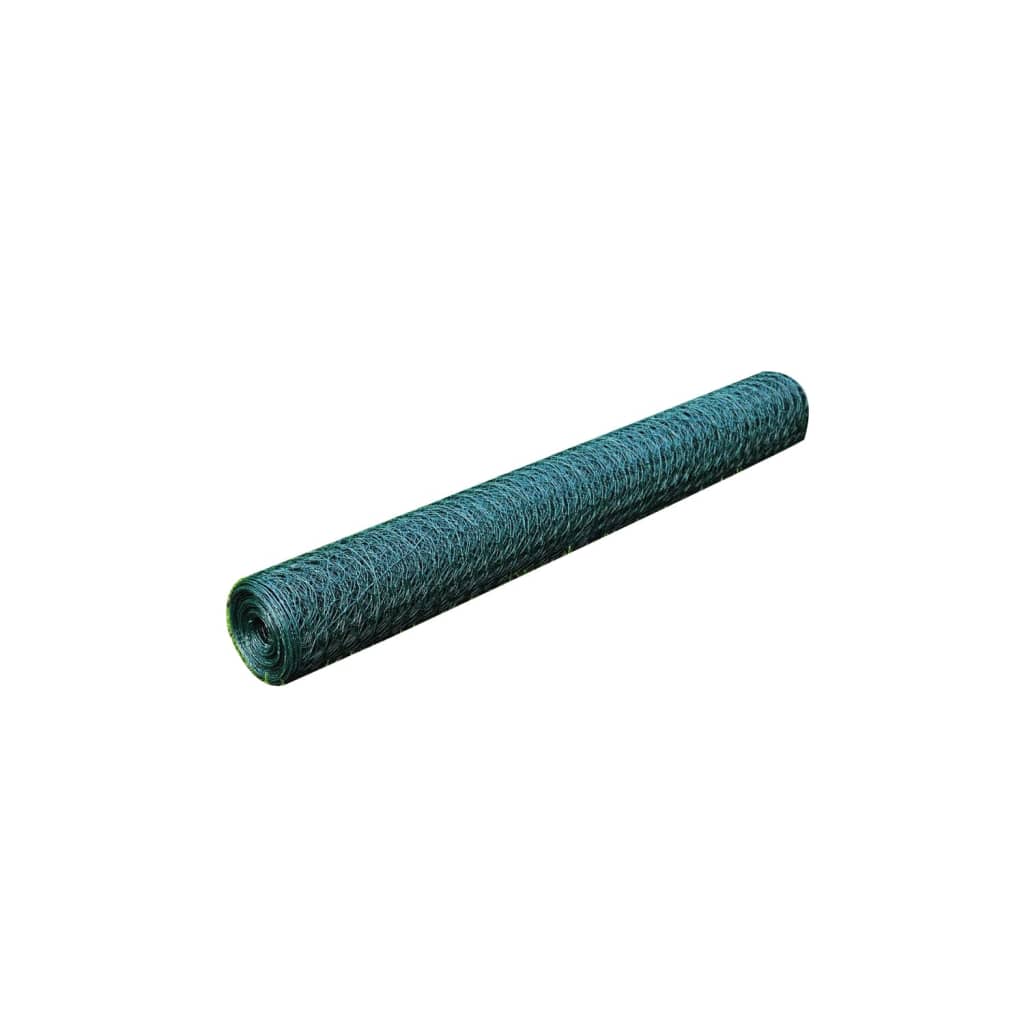 vidaXL Ogrodzenie z siatki, pokryte PVC, 25x1 m, zielone