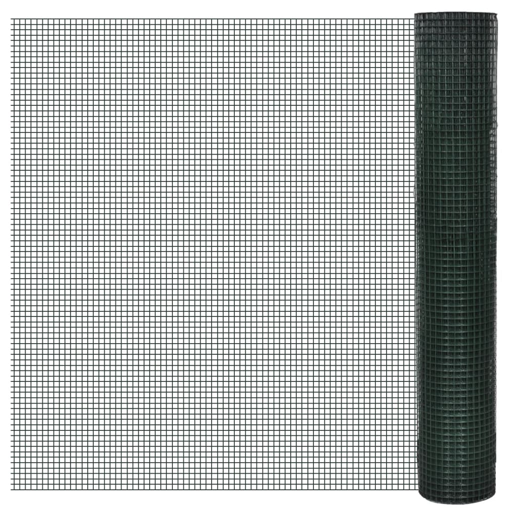 vidaXL Ogrodzenie z siatki, galwanizowane, PVC, 25x1 m, zielone